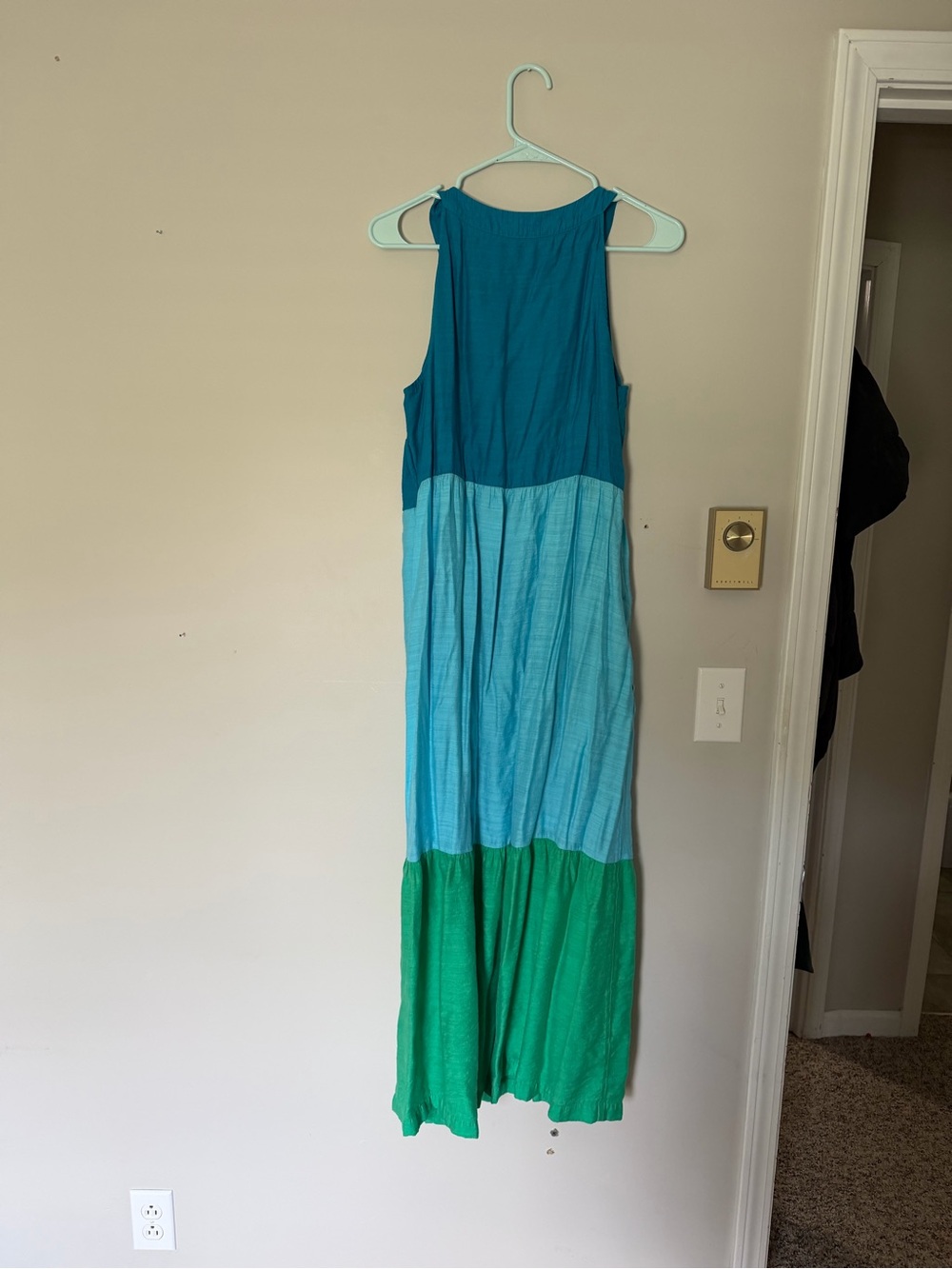 Color block, blue, sleeveless, maxi dress - Picture 3 of 3